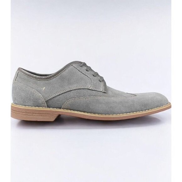Stacy Adams Mens Wickley Grey Suede Canvas Wingtip Oxford Shoes NEW 8M - Picture 4 of 10